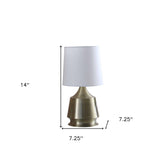 14" Brass Bedside Table Lamp With White Empire Shade - Homeroots - Flyclothing LLC