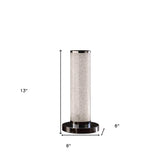13” Modern White Sand Crystal And Steel Table Lamp - Homeroots - Flyclothing LLC