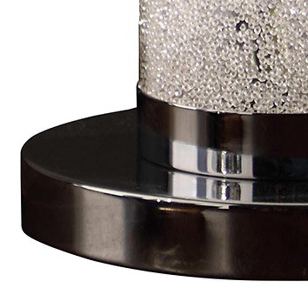 13” Modern White Sand Crystal And Steel Table Lamp - Homeroots - Flyclothing LLC