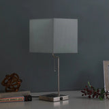 22" Gray Bedside Table Lamp With Gray Square Shade - Homeroots