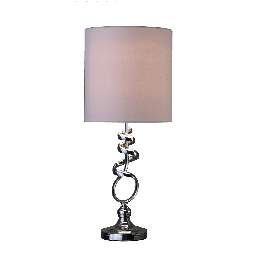 22" Nickel Bedside Table Lamp With Off White Drum Shade - Homeroots - Flyclothing LLC
