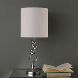 22" Nickel Bedside Table Lamp With Off White Drum Shade - Homeroots - Flyclothing LLC