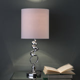 22" Nickel Bedside Table Lamp With Off White Drum Shade - Homeroots - Flyclothing LLC