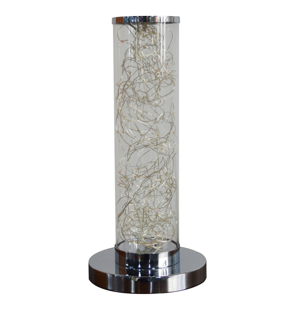 13" Silver Metal Column LED Rope Table Lamp With Clear - Homeroots - Flyclothing LLC