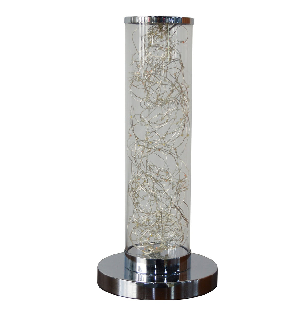 13" Silver Metal Column LED Rope Table Lamp With Clear - Homeroots - Flyclothing LLC