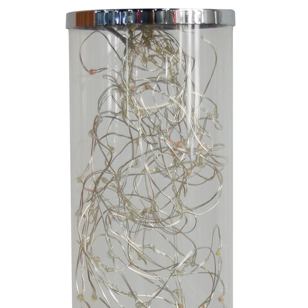 13" Silver Metal Column LED Rope Table Lamp With Clear - Homeroots - Flyclothing LLC