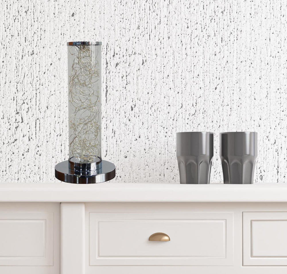 13" Silver Metal Column LED Rope Table Lamp With Clear - Homeroots - Flyclothing LLC