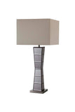 Black Glass Tower Table Lamp with Beige Fabric Shade - Homeroots - Flyclothing LLC
