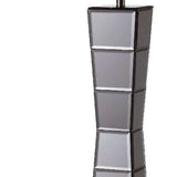 Black Glass Tower Table Lamp with Beige Fabric Shade - Homeroots - Flyclothing LLC