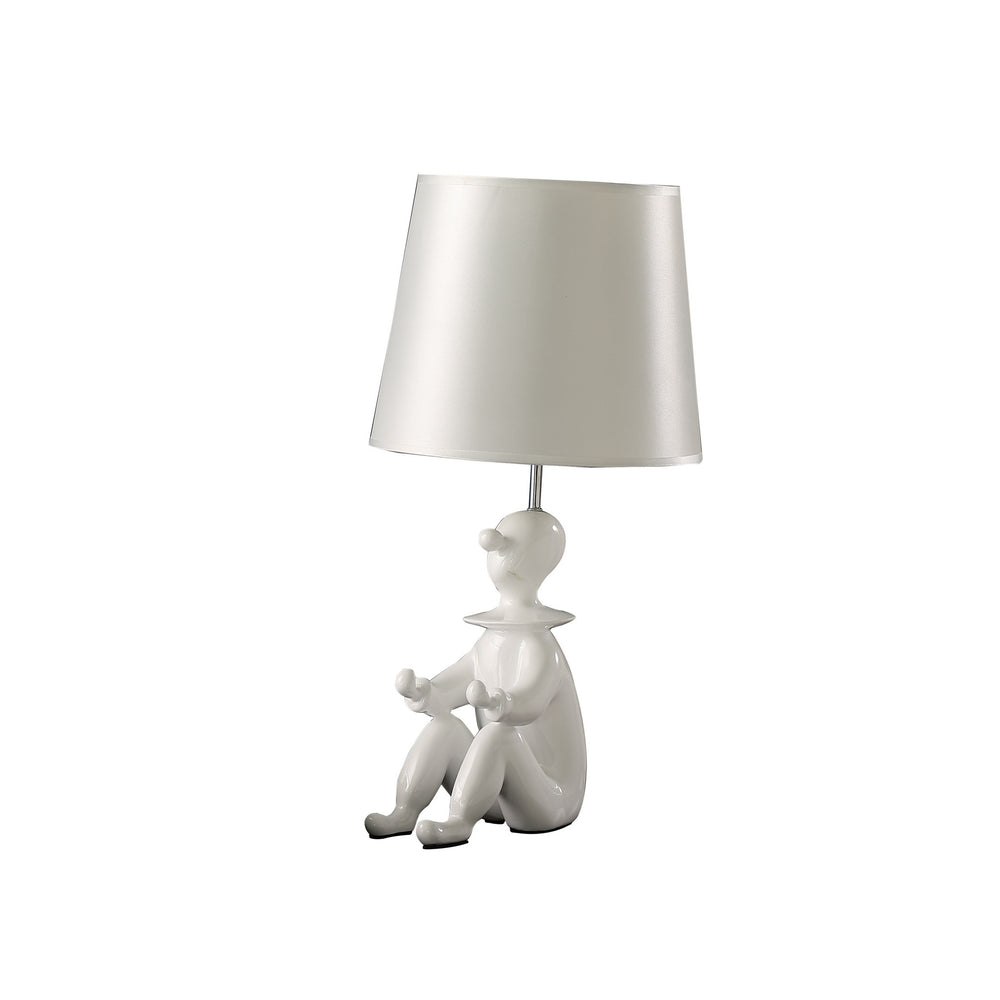 21" White Bedside Table Lamp With Silver Empire Shade - Homeroots