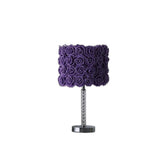 18" Silver Bedside Table Lamp With Purple Flowers Drum Shade - Homeroots