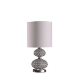 24" Chrome and Faux Crystal Double Orb Table Lamp With White Classic Drum Shade - Homeroots