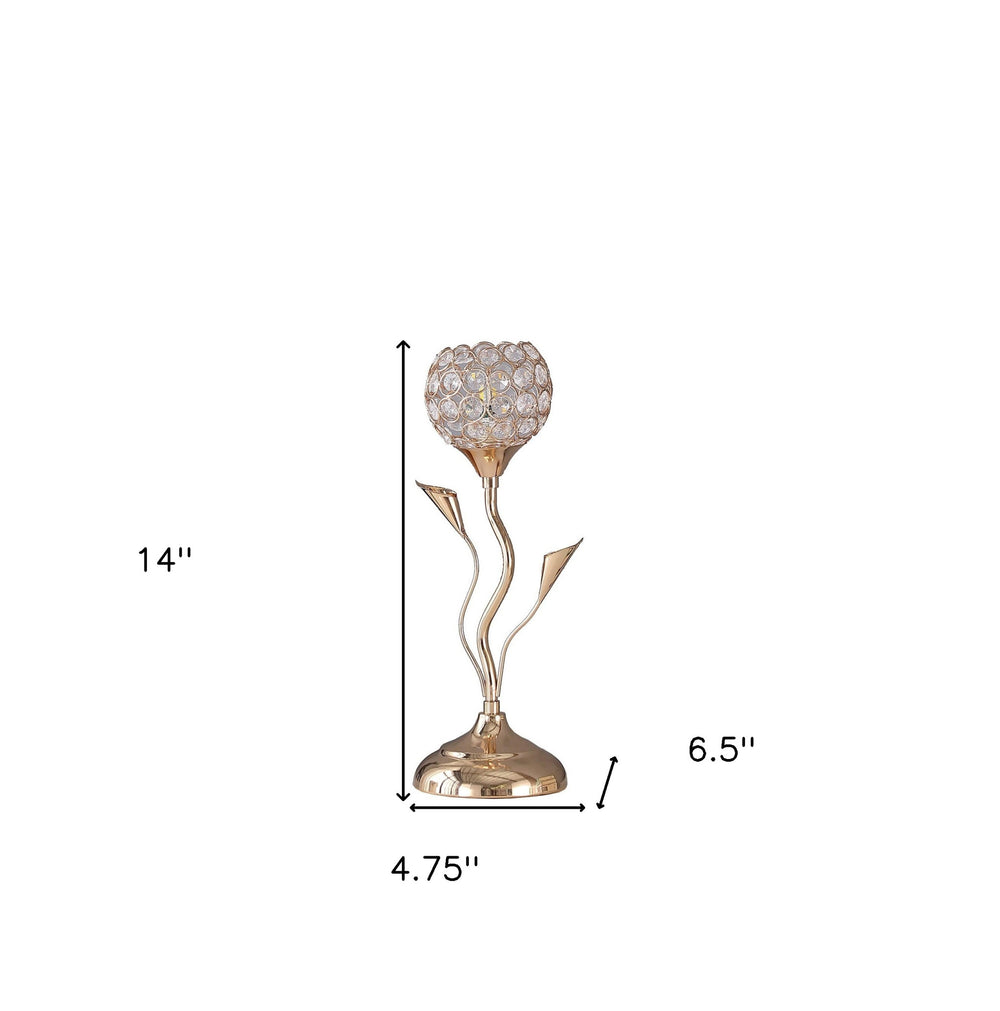 14" Gold Bedside Table Lamp With Clear Novelty Shade - Homeroots - Flyclothing LLC