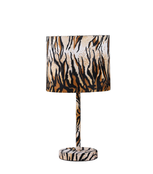 19" Brown And Black Bedside Table Lamp With Brown And Black Drum Shade - Homeroots