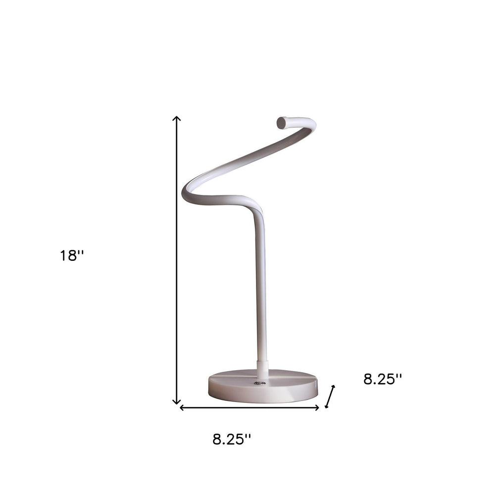 18" White Curvy Spiral LED Table Lamp - Homeroots - Flyclothing LLC