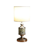 23" Gold Bedside Table Lamp With White Drum Shade - Homeroots - Flyclothing LLC