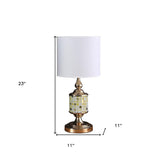 23" Gold Bedside Table Lamp With White Drum Shade - Homeroots - Flyclothing LLC