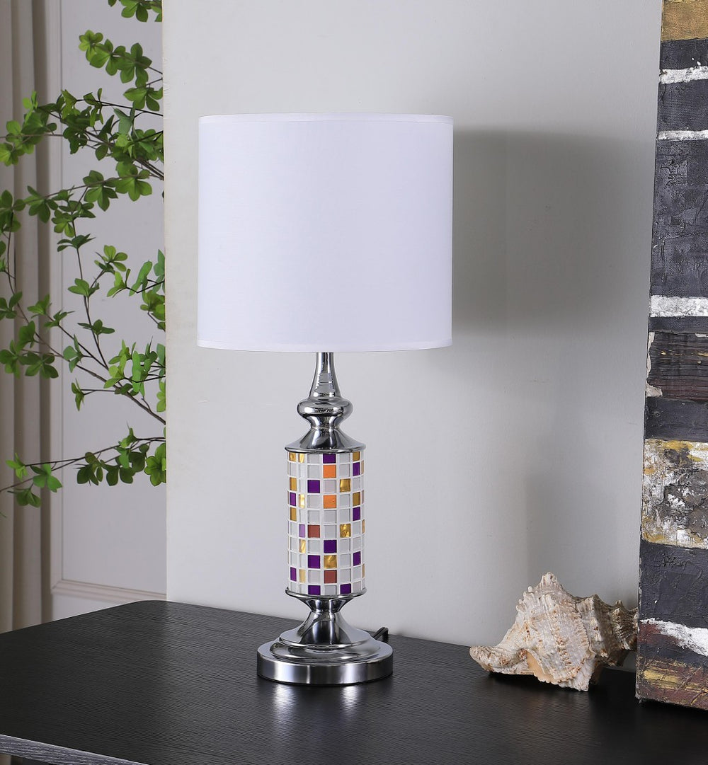 24" Silver Bedside Table Lamp With White Drum Shade - Homeroots - Flyclothing LLC