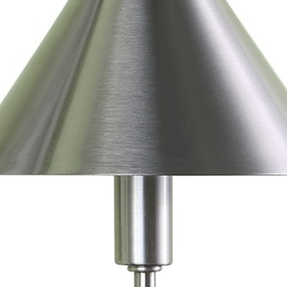 18" Silver Metal Bedside Table Lamp With Silver Cone Shade - Homeroots - Flyclothing LLC