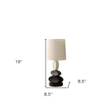 19" Black Gray and White Metal Table Lamp With White Drum Shade - Homeroots - Flyclothing LLC
