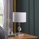 20" Silver Bedside Table Lamp With White Drum Shade - Homeroots - Flyclothing LLC