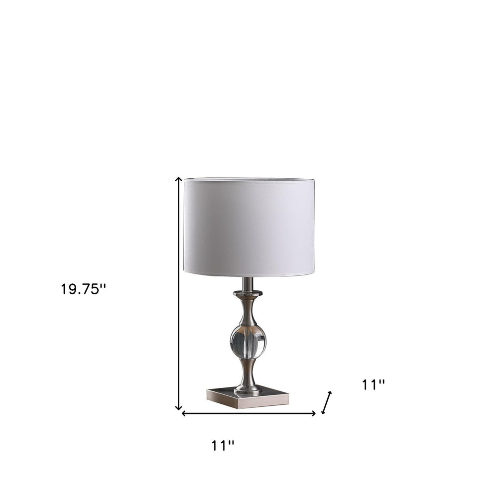 20" Silver Bedside Table Lamp With White Drum Shade - Homeroots - Flyclothing LLC