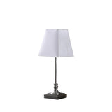 19" Silver Bedside Table Lamp With White Empire Shade - Homeroots