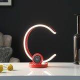 13" Red Contempo C Shape LED with USB Desk or Table Lamp - Homeroots - Flyclothing LLC