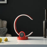 13" Red Contempo C Shape LED with USB Desk or Table Lamp - Homeroots - Flyclothing LLC