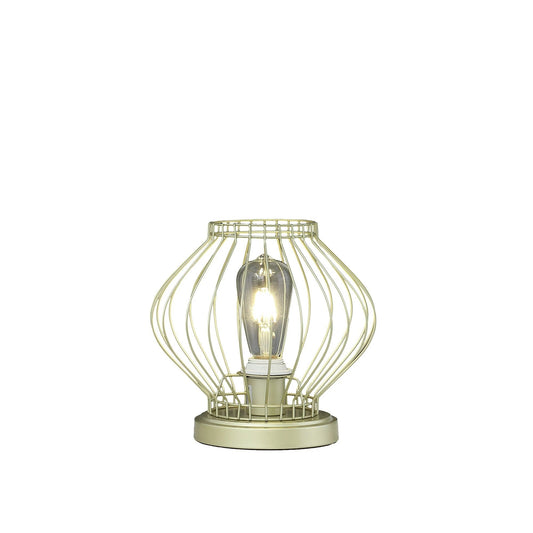 10" Gold Bedside Table Lamp With Gold Cage Shade - Homeroots