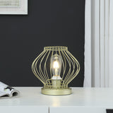 10" Gold Bedside Table Lamp With Gold Cage Shade - Homeroots - Flyclothing LLC