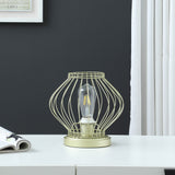 10" Gold Bedside Table Lamp With Gold Cage Shade - Homeroots - Flyclothing LLC
