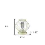 10" Gold Bedside Table Lamp With Gold Cage Shade - Homeroots - Flyclothing LLC