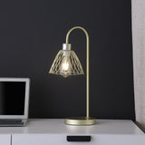 21" Gold Bedside Table Lamp With Gold Cage Shade - Homeroots - Flyclothing LLC