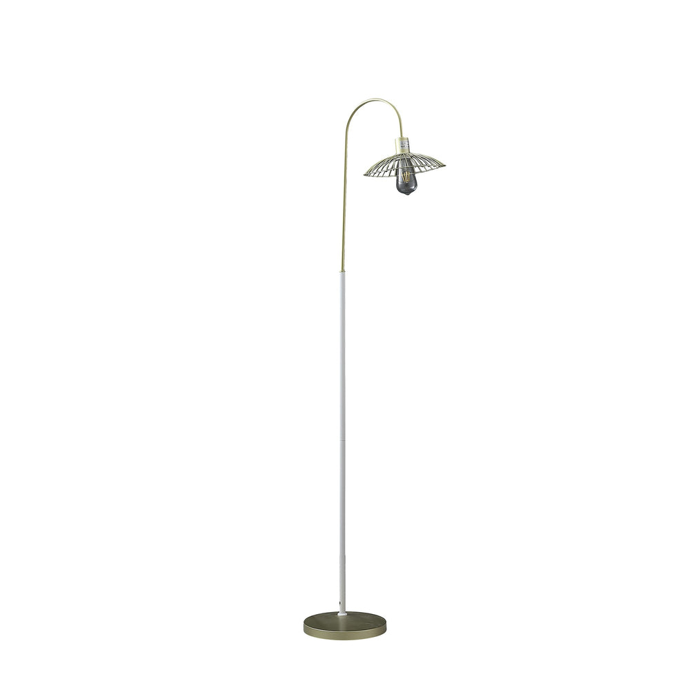 64" Gold Arched Floor Lamp With Gold Metal Cage Shade - Homeroots - Flyclothing LLC