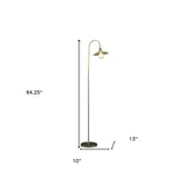 64" Gold Arched Floor Lamp With Gold Metal Cage Shade - Homeroots - Flyclothing LLC