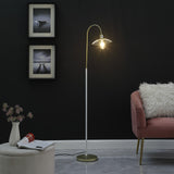 64" Gold Arched Floor Lamp With Gold Metal Cage Shade - Homeroots - Flyclothing LLC