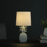 17" White Bedside Table Lamp With White Empire Shade - Homeroots