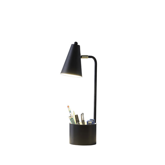 20" Black Desk Table Lamp With Black Cone Shade - Homeroots