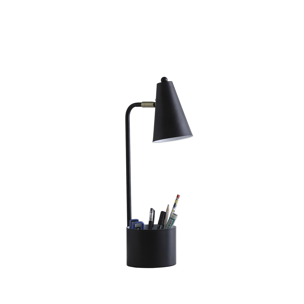 20" Black Desk Table Lamp With Black Cone Shade - Homeroots