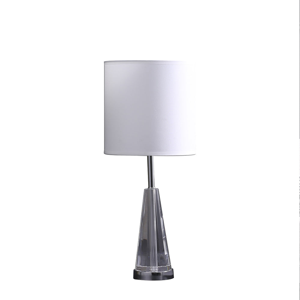 22" Silver Bedside Table Lamp With White Drum Shade - Homeroots