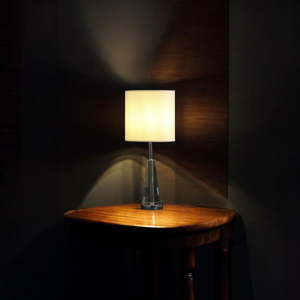 22" Silver Bedside Table Lamp With White Drum Shade - Homeroots