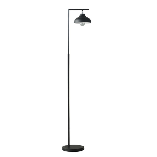 63" Black LED Arc Floor Lamp With Black Metal Bowl Shade - Homeroots