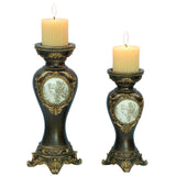 Set Of Two Bronze Greek Cameo Pillar Candle Holders - Homeroots - Flyclothing LLC