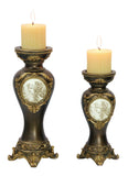 Set Of Two Bronze Greek Cameo Pillar Candle Holders - Homeroots - Flyclothing LLC