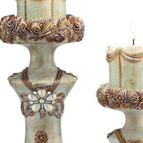 Set of 2 Beige And Brown Vintage Pillar Tabletop Candle Holders - Homeroots - Flyclothing LLC