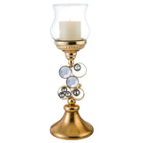 18" Gold and Faux Crystal Bling Tabletop Hurricane Candle Holder - Homeroots - Flyclothing LLC