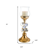 18" Gold and Faux Crystal Bling Tabletop Hurricane Candle Holder - Homeroots - Flyclothing LLC