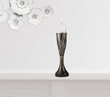 Set of Two Black Silver and Bronze Polyresin Abstract Centerpiece Pillar Candle Holders With Candle - Homeroots - Flyclothing LLC