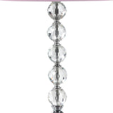 22" Crystal With Pink And White Dot Shade Table Lamp - Homeroots